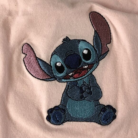 Disney Women Juniors Crop Tank Embroidered Stitch Pink Size Large - Picture 5 of 11